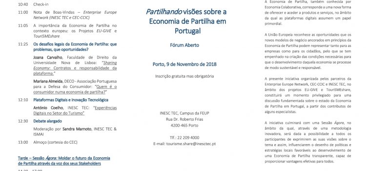 Partilhando Visões sobre a Economia de Partilha em Portugal – Forum Aberto, 9 de Novembro, Porto
